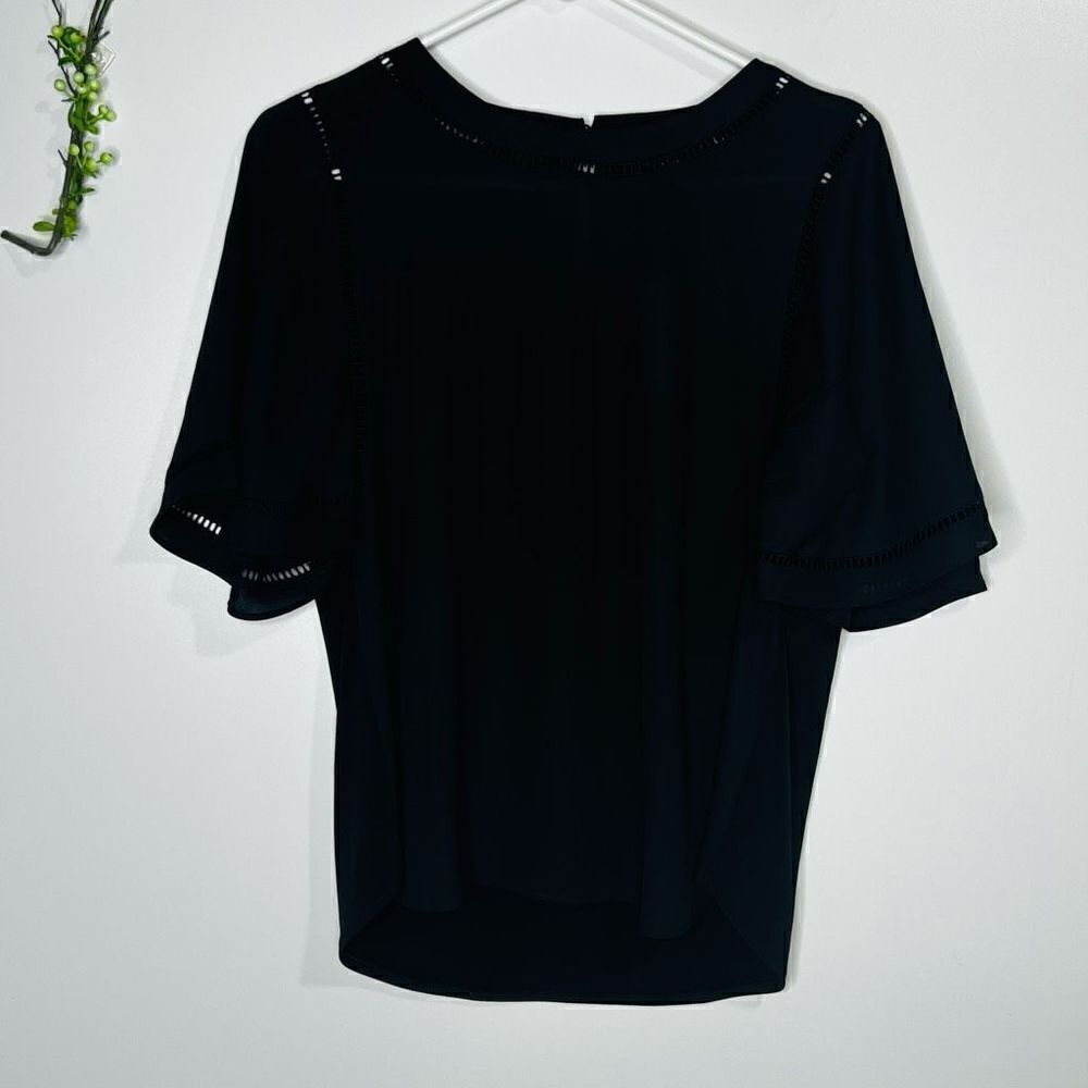 Ann Taylor Black Eyelet Flutter Sleeve Blouse NWT! Size Small